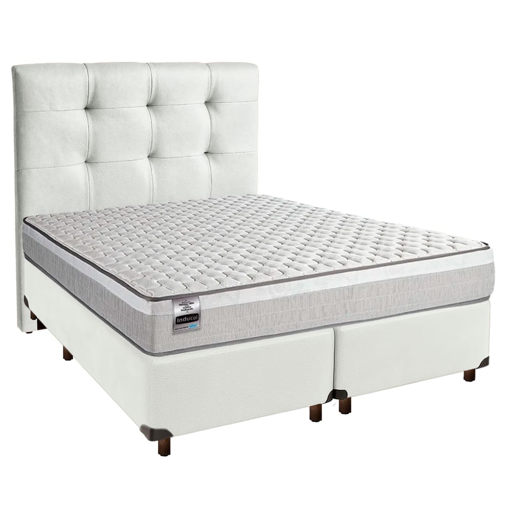 Kit Cama Box + Cabeceira + Colchão Queen Molas Ensacadas - Hanover - Inducol