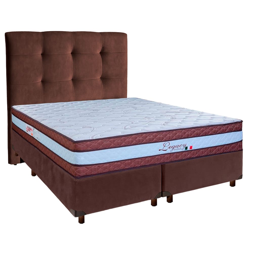 Cama + Box Blindado e Colchão Molas Ensacadas Casal - Legaccy Paropas + Cabeceira
