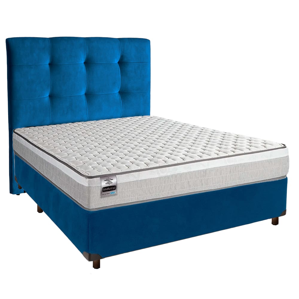 Kit Cama Box + Cabeceira + Colchão Casal Molas Ensacadas - Hanover - Inducol
