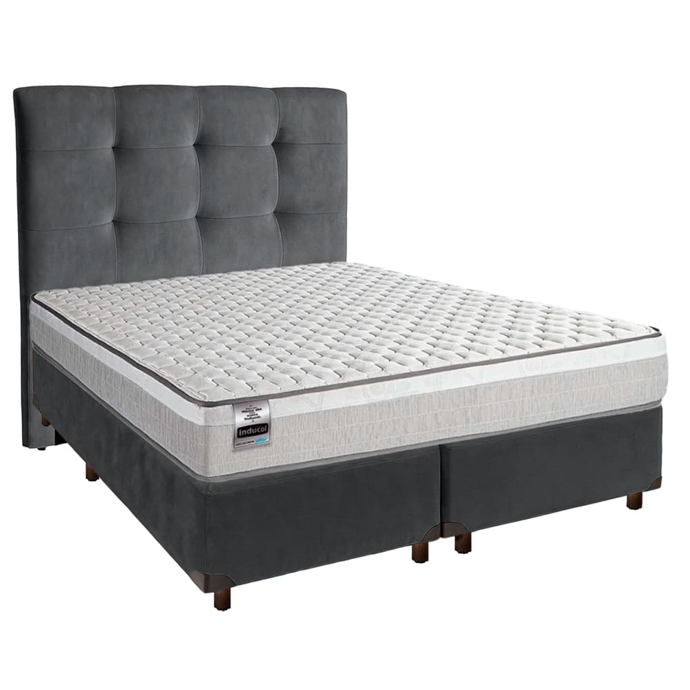 Kit Cama Box + Cabeceira + Colchão Queen Molas Ensacadas - Hanover - Inducol