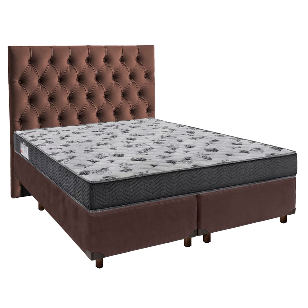 Cama + Box Blindado e Colchão Ortobom D33 Casal - Iso100 + Cabeceira