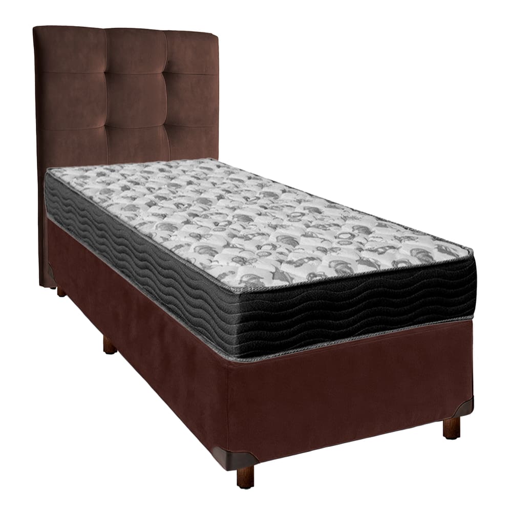 Kit Cabeceira + Cama Box  + Colchão Solteiro D33 Iso100 Ortobom