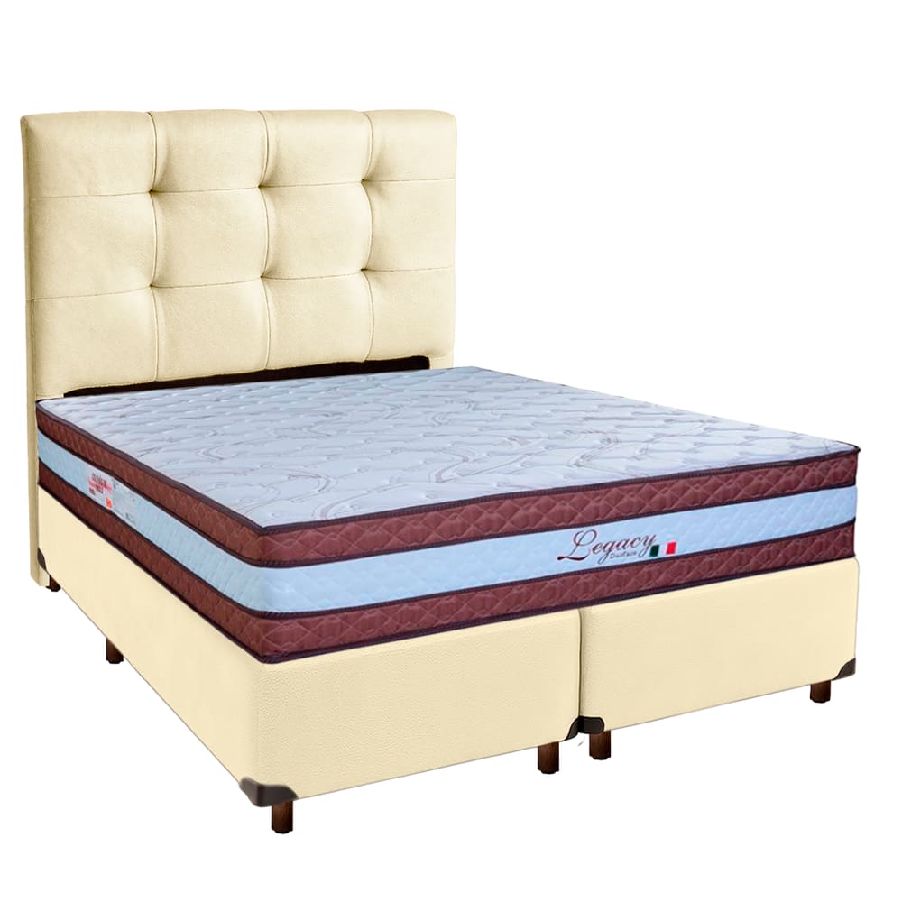 Kit Cabeceira + Cama Box  + Colchão Queen Molas Ensacadas Legaccy Paropas