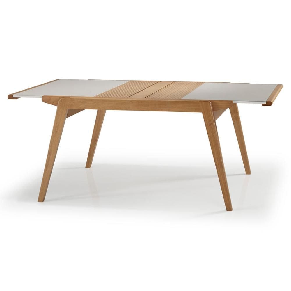 Mesa Jantar Extensível Embaú 195cm Vidro Branco Amêndoa