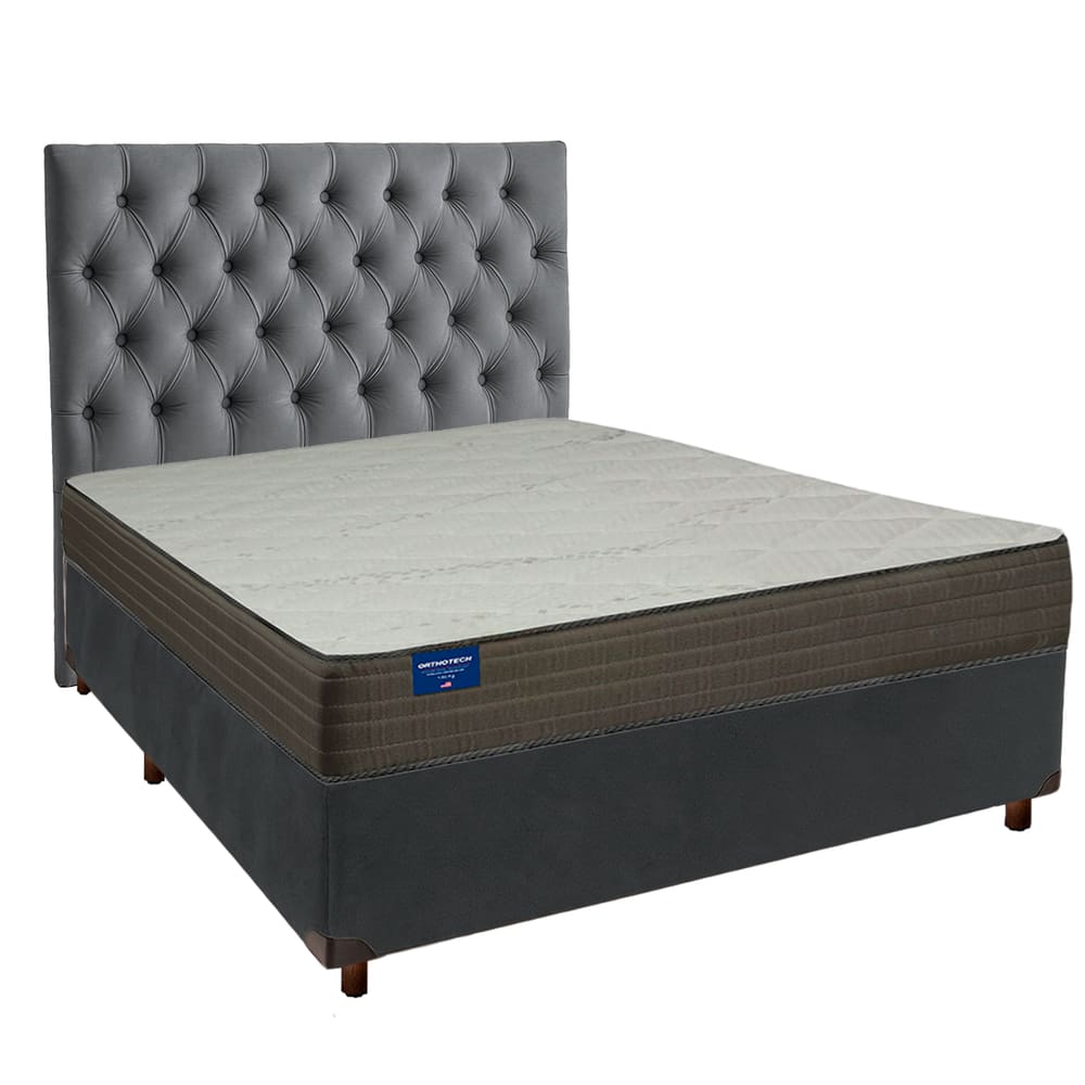 Kit Cama Box + Cabeceira + Colchão Casal D33 - Orthotech - Inducol