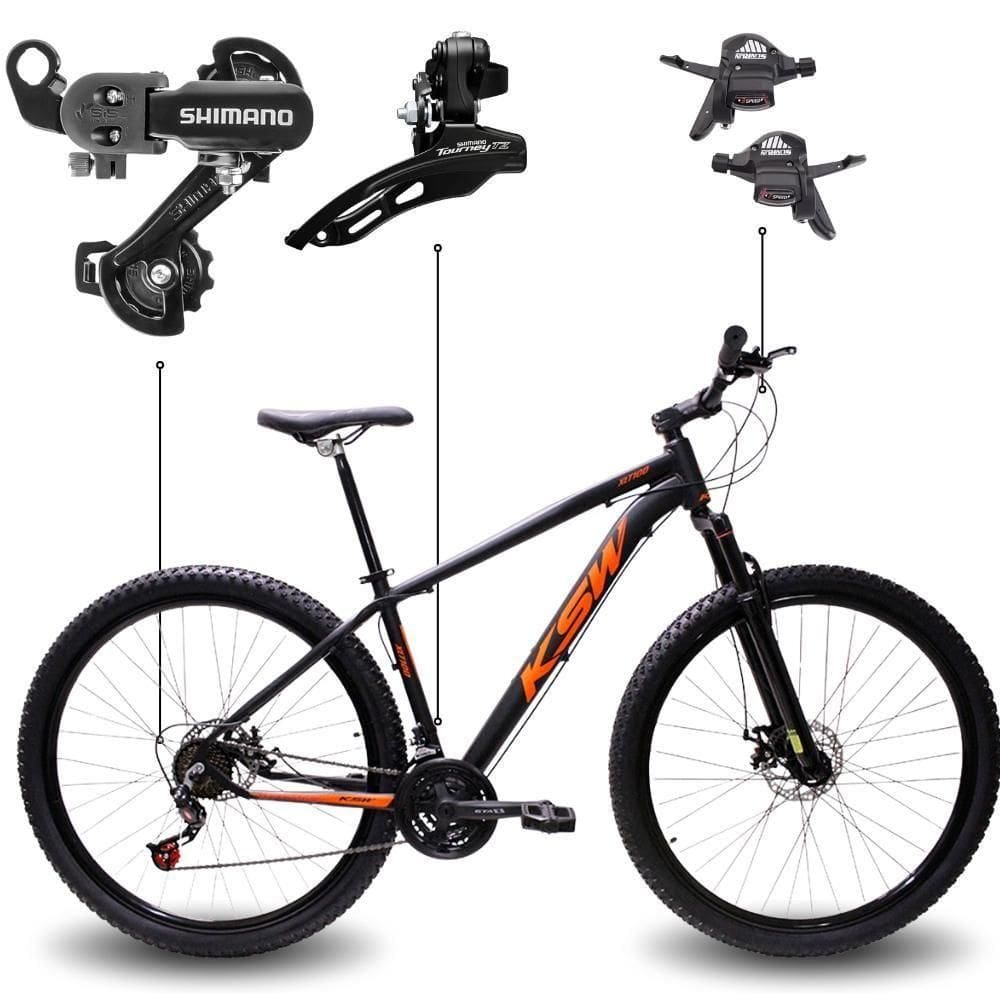 Bicicleta Aro 29 Bike Ksw Xlt Shimano Freio Hidráulico 21 Marchas Preto Fos -ad Laranja 21