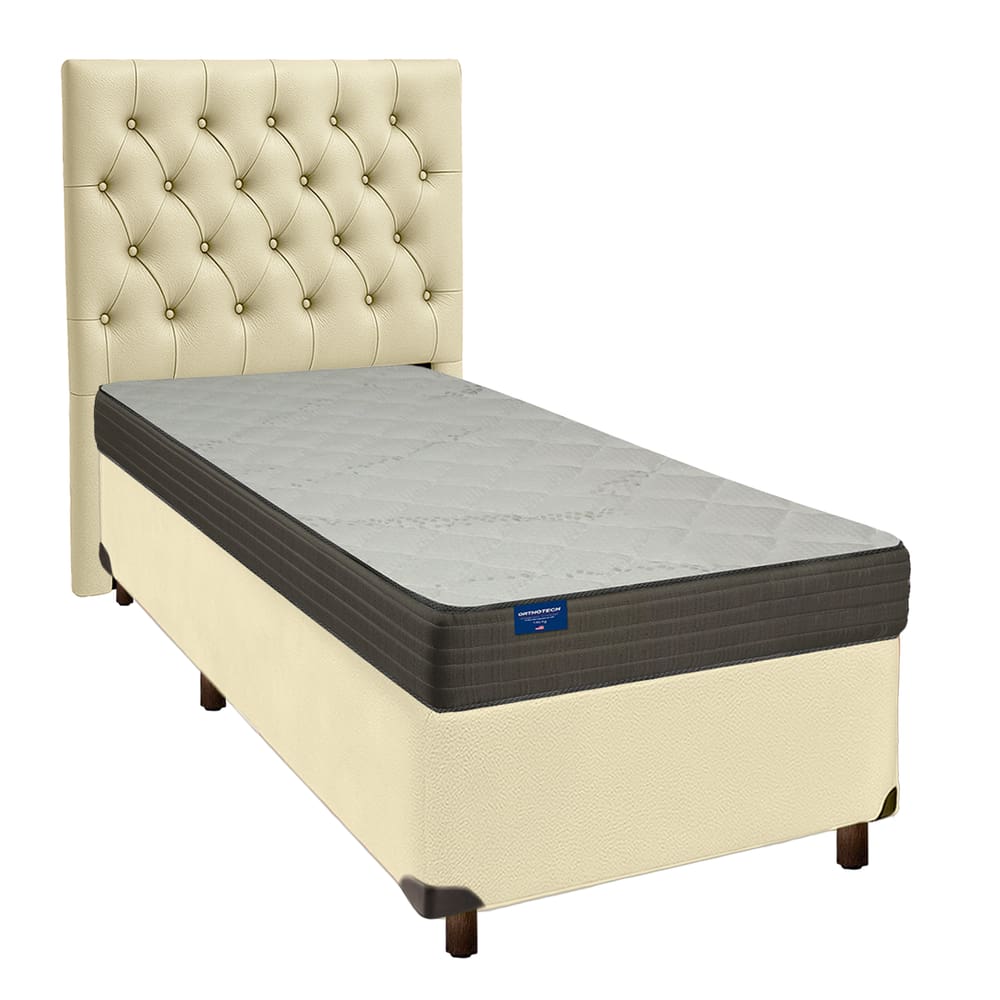 Kit Cama Box + Cabeceira + Colchão Solteiro D33 - Orthotech - Inducol