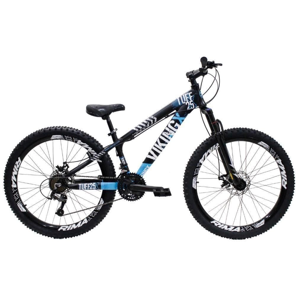 Bicicleta Aro 26 Bike Vikingx Freeride 21v Freio A Disco Preto Azul
