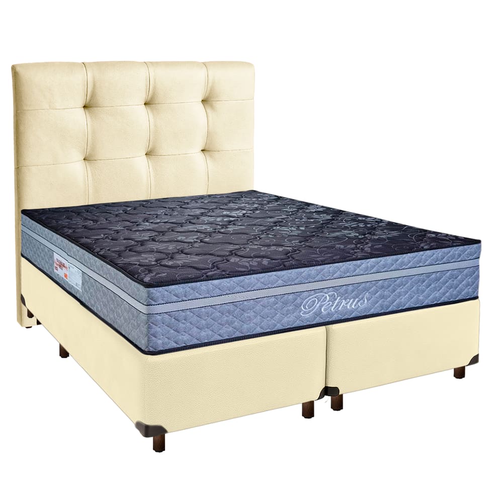 Kit Cabeceira + Cama Box  + Colchão Queen Molas Ensacadas Petrus Paropas