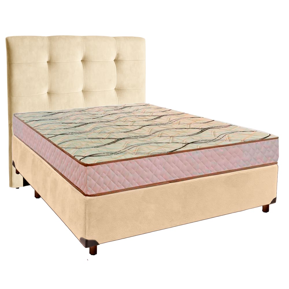 Cama + Box Perola e Colchão D33 Casal - Maxsono Paropas + Cabeceira