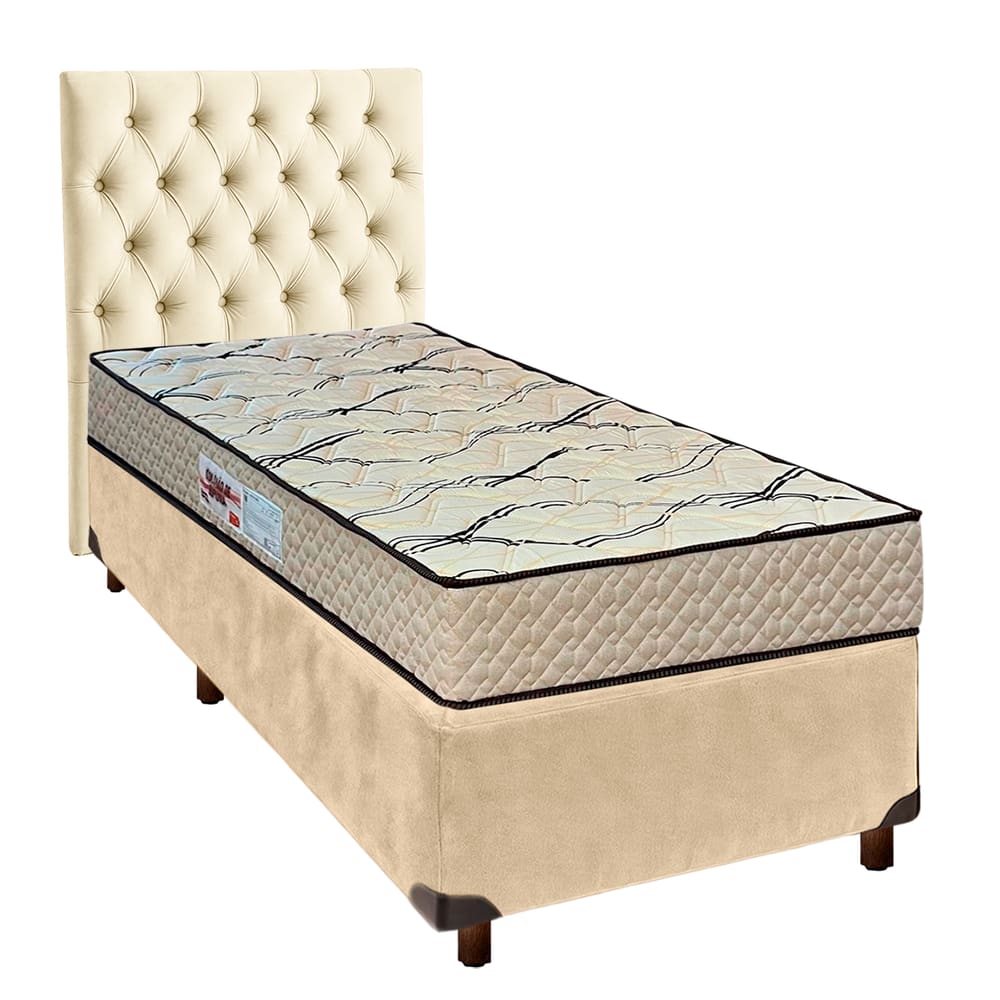 Kit Cabeceira + Cama Box  + Colchão Solteiro D33 Maxsono Paropas