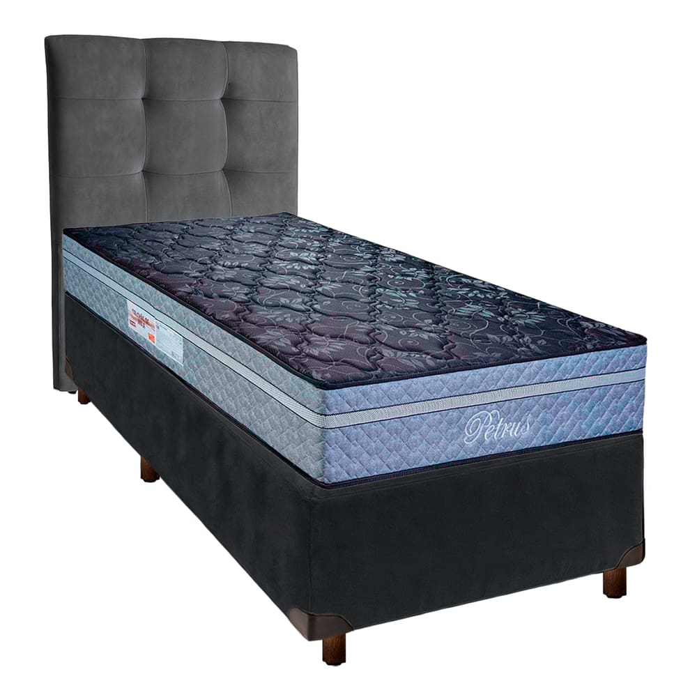 Kit Cabeceira + Cama Box  + Colchão Solteiro Molas Ensacadas Petrus Paropas