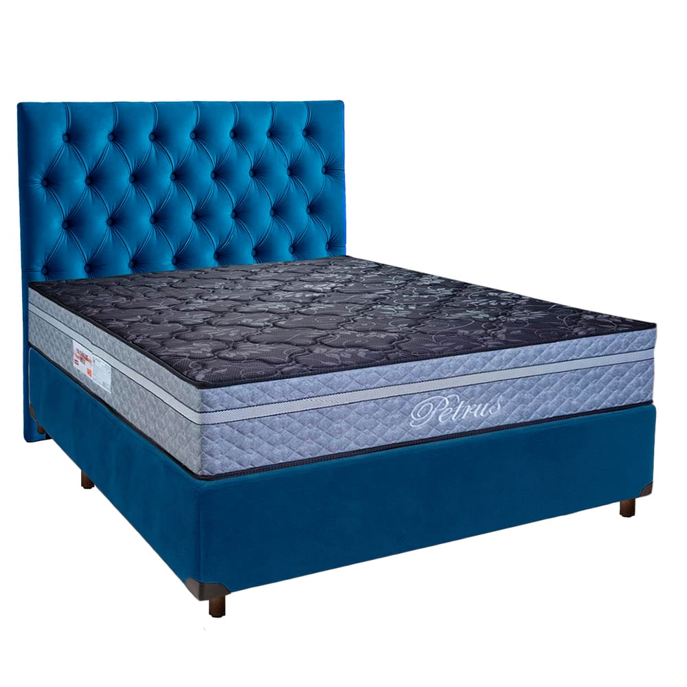 Kit Cama Box + Cabeceira + Colchão Casal Molas Ensacadas - Petrus - Paropas