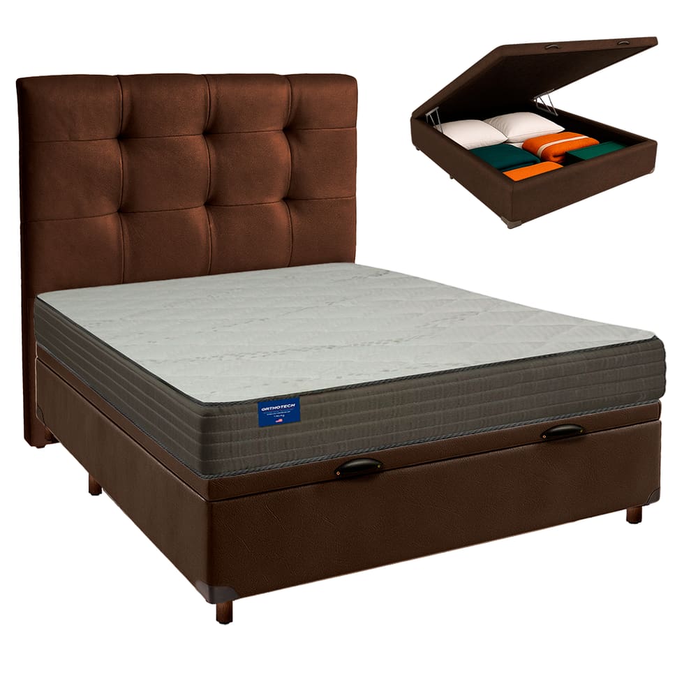 Kit Cabeceira + Cama Box Bau + Colchão Casal D33 Orthotech Inducol