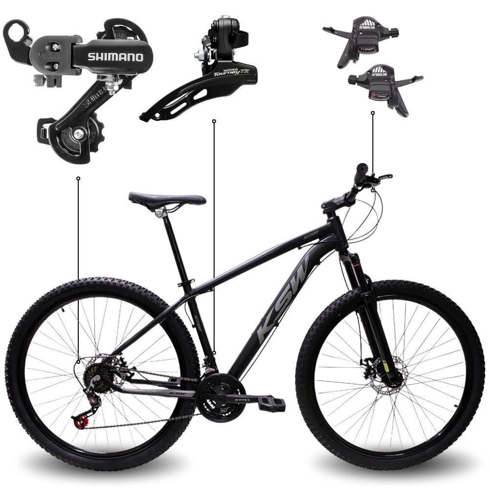 Bicicleta Aro 29 Bike Ksw Xlt Shimano Freio Hidráulico 21 Marchas Preto Fos -ad Prata 19