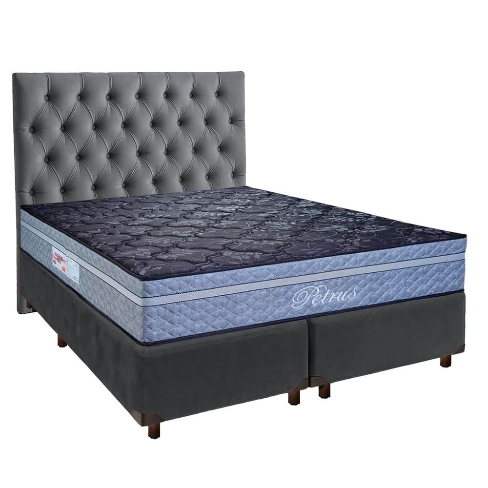 Kit Cabeceira + Cama Box  + Colchão Queen Molas Ensacadas Petrus Paropas