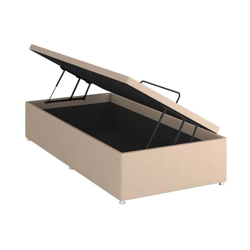 Base Baú Phy Camurça Bege Solteiro (88x188x39) - Ortobom