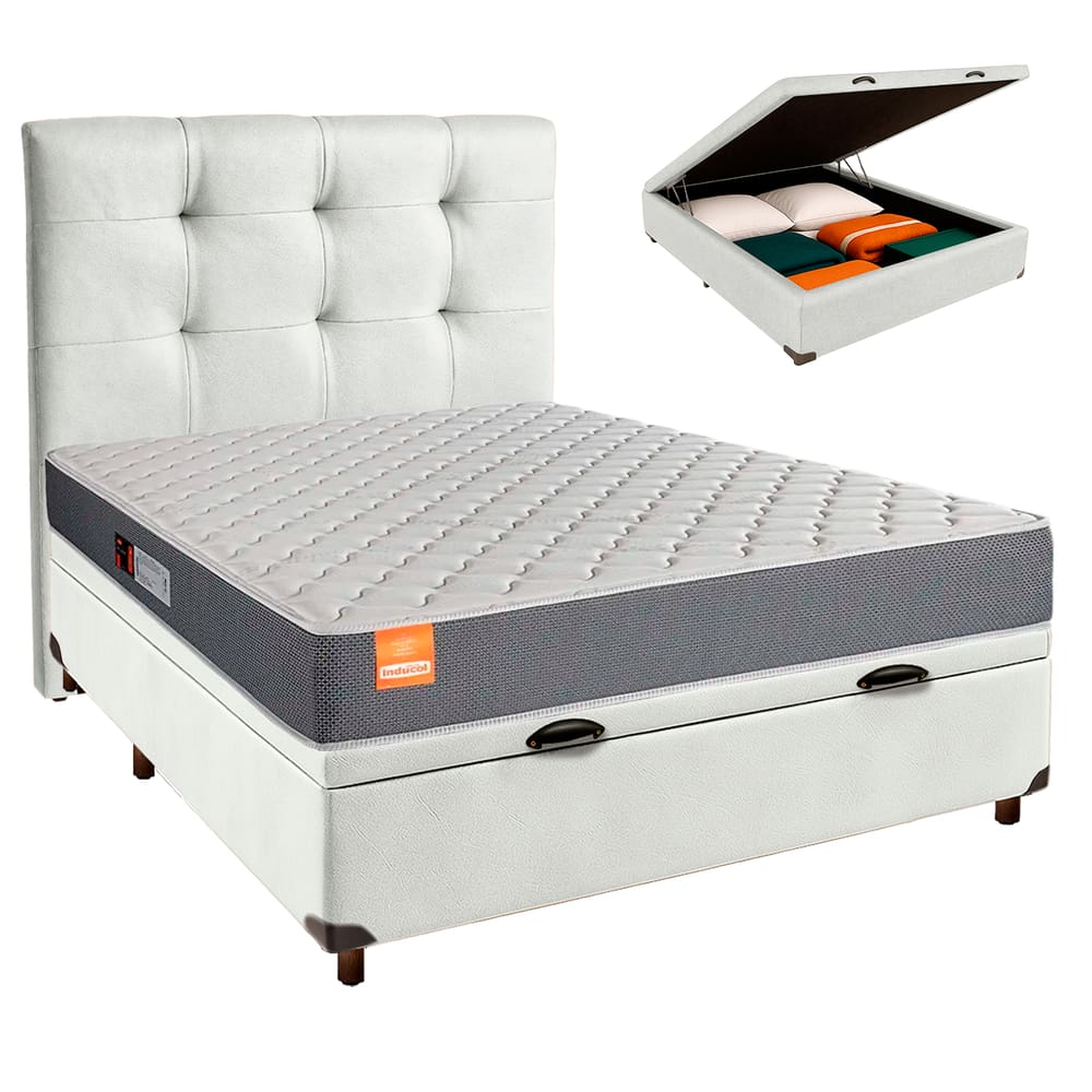 Kit Cama Box Bau + Cabeceira + Colchão Casal D23 - Pro - Inducol