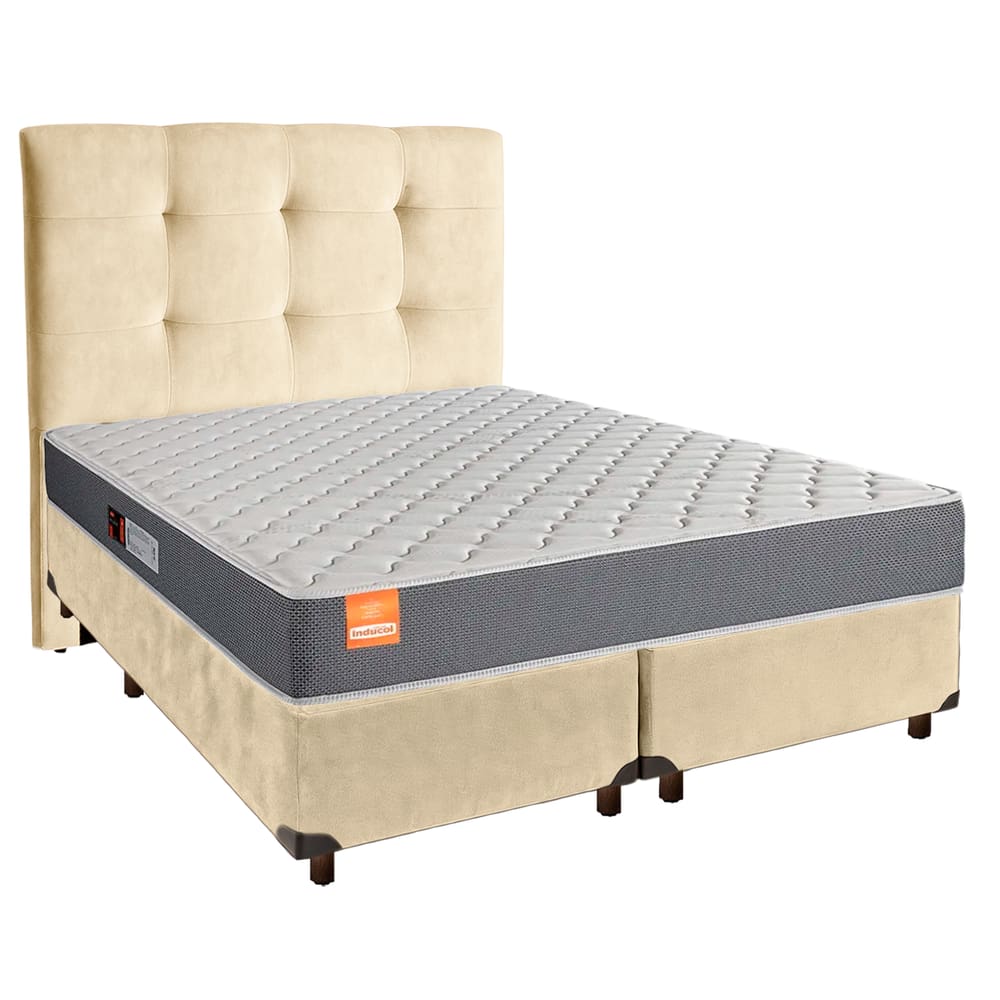 Cama Box + Colchão Queen D23 Pro Inducol + Cabeceira Estofada