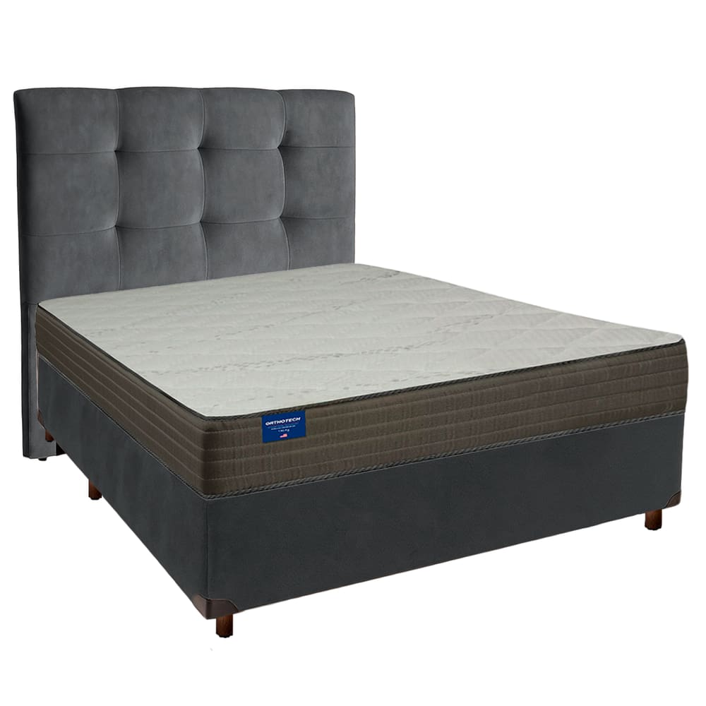 Cama + Box Blindado e Colchão D33 Casal - Orthotech Inducol + Cabeceira