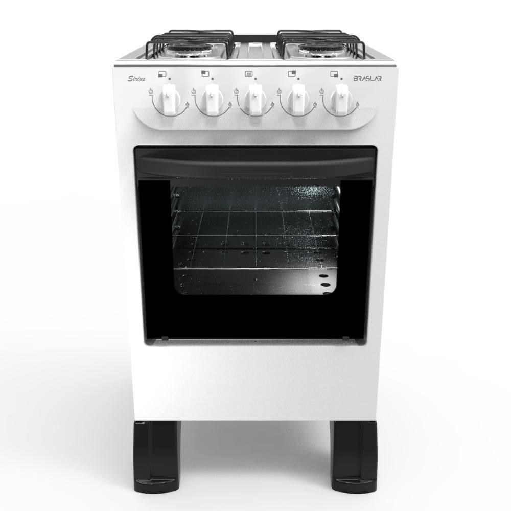 Fogão Braslar 4 Bocas New Sirius Sem Tampa Mesa Inox FornoBranco