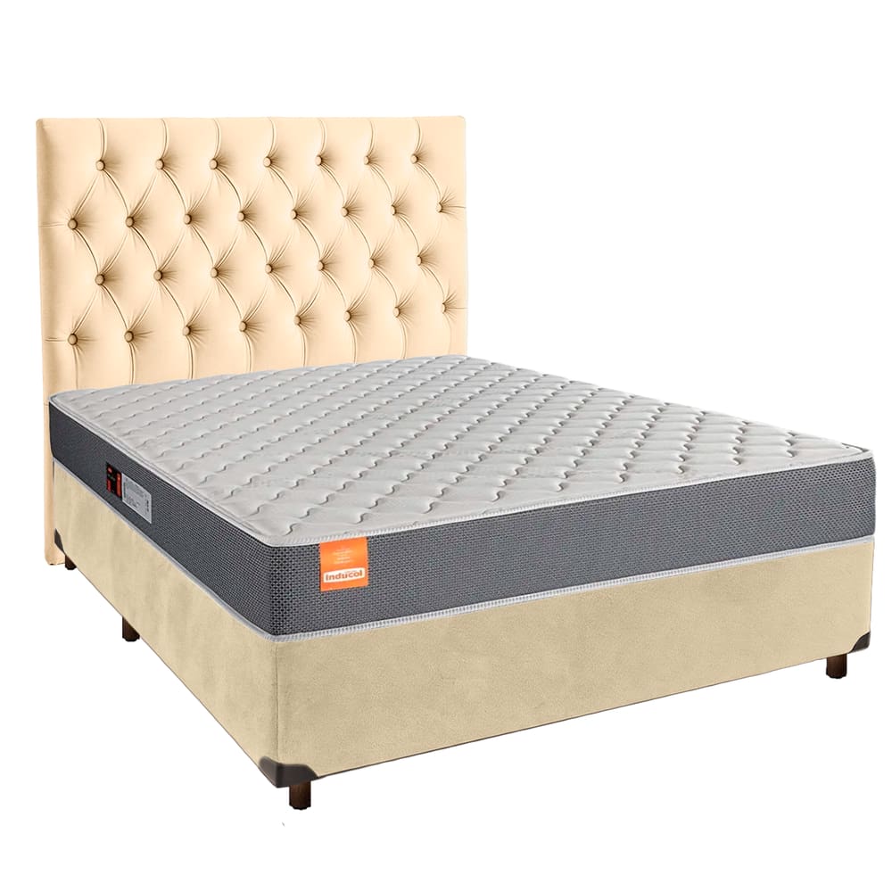 Cama Box + Colchão Casal D23 Pro Inducol + Cabeceira Estofada