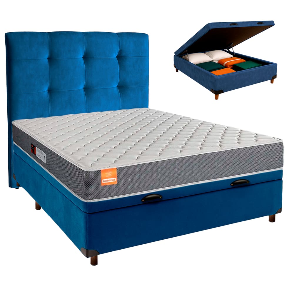 Kit Cabeceira + Cama Box Bau + Colchão Casal D23 Pro Inducol