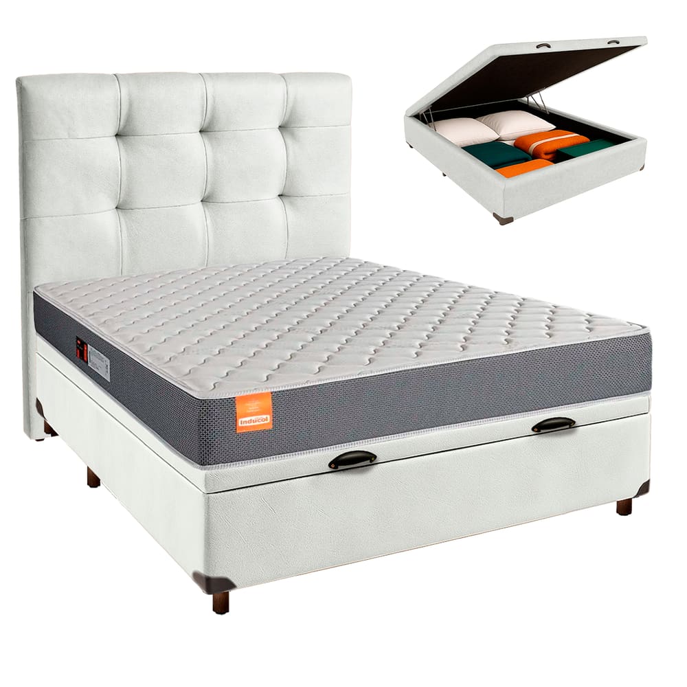 Kit Cabeceira + Cama Box Bau + Colchão Casal D23 Pro Inducol