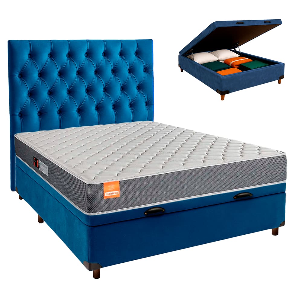 Kit Cama Box Bau + Cabeceira + Colchão Casal D23 - Pro - Inducol