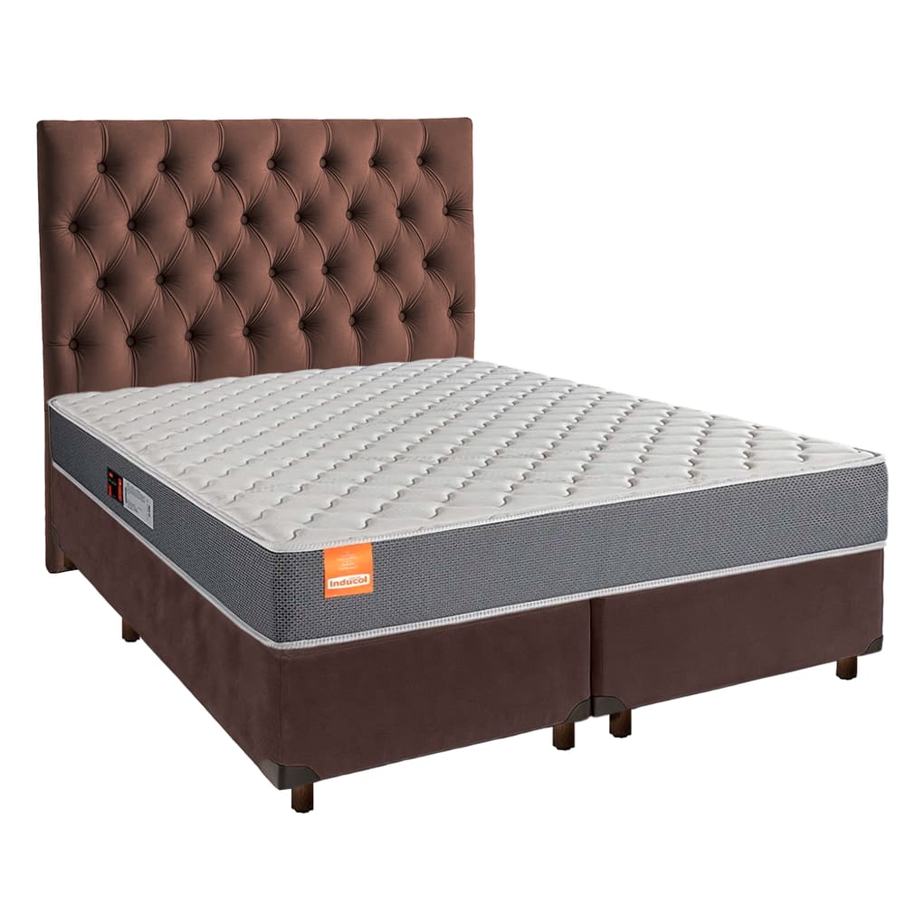 Cama Box + Colchão Casal D23 Pro Inducol + Cabeceira Estofada