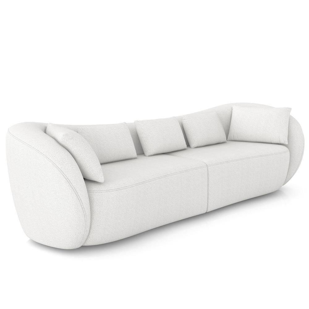 Sofá 3 Lugares Para Sala Living Orgânico 212cm Eça P08 Bouclê Branco - Lyam Decor