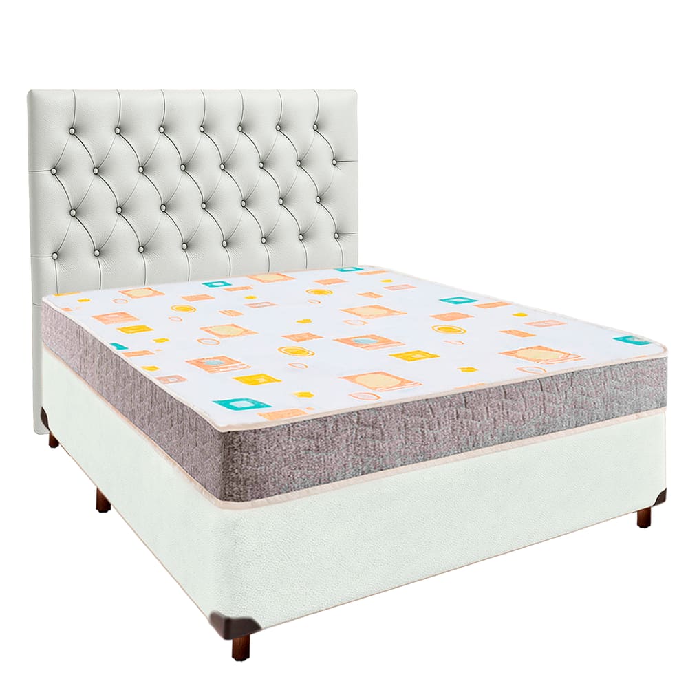 Cama Box + Colchão Casal D20 D20 Inducol + Cabeceira Estofada