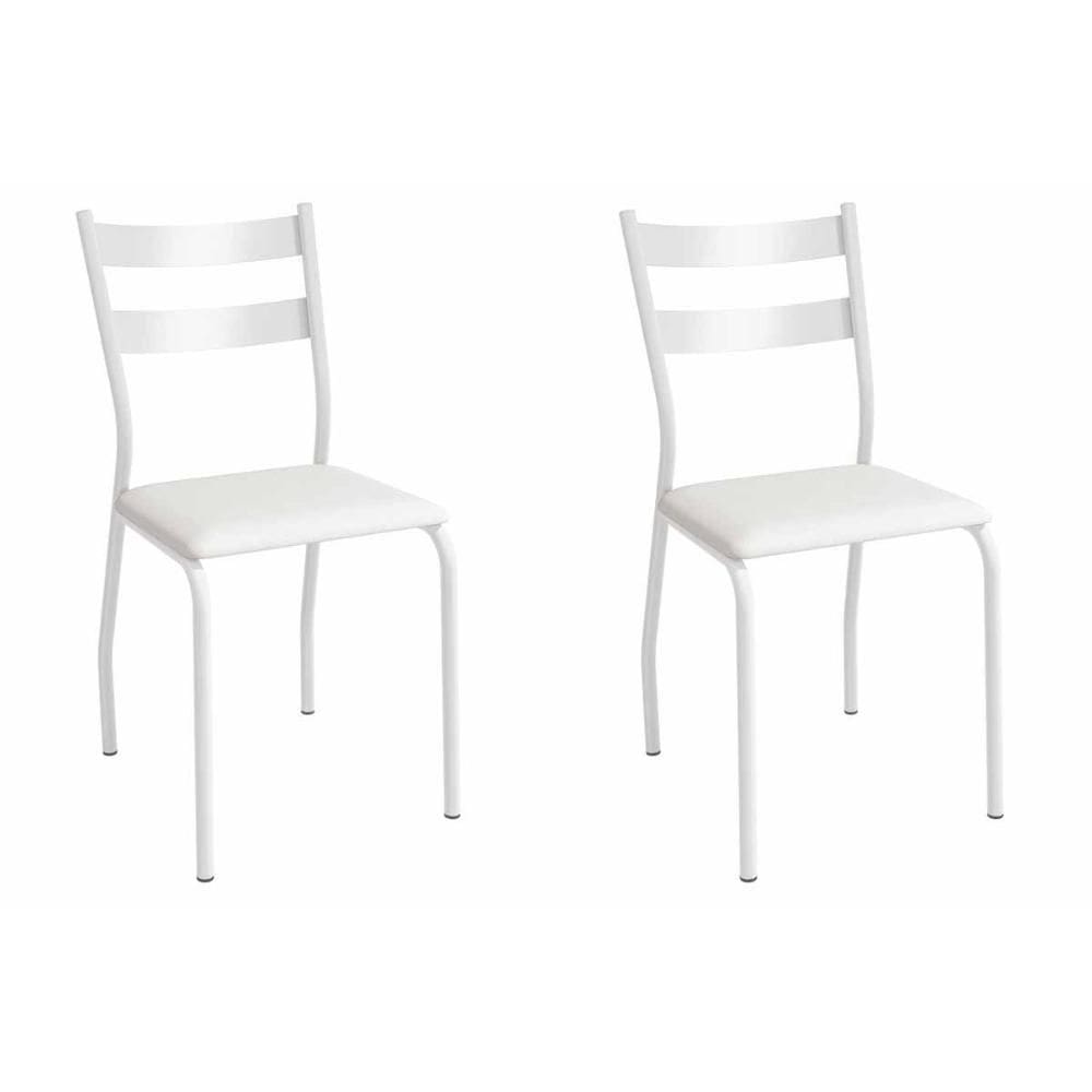 Cadeira de Cozinha Bali 2C141BR Aço Kit 2 Un Branco/Corano Branco - Kappesberg