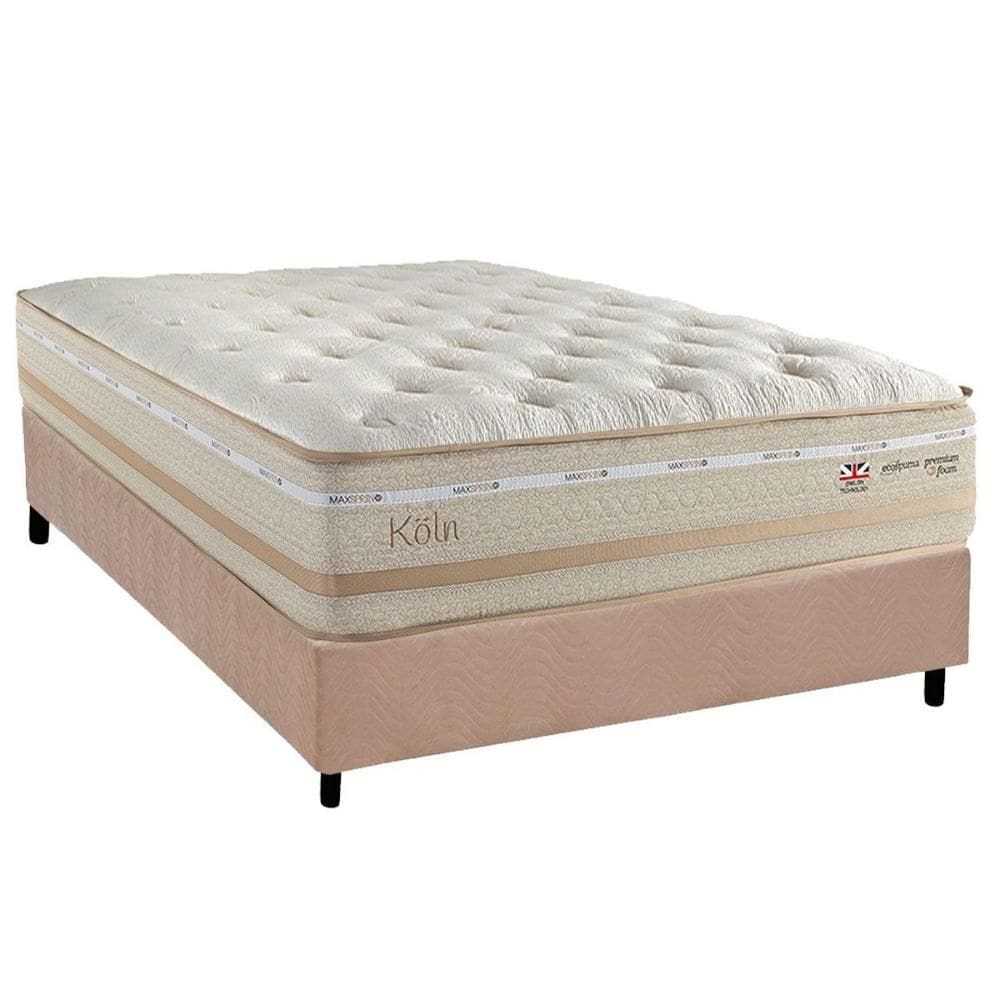 Conjunto Box Casal: Colchão Molas Herval Maxspring Koln + Base CRC Suede Clean (138x188)