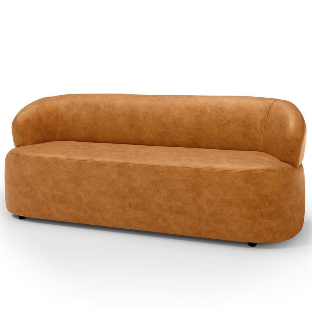 Sofá 3 Lugares Orgânico Sala De Estar Living 170cm Carmen F04 Couríssimo Whisky - Lyam Decor