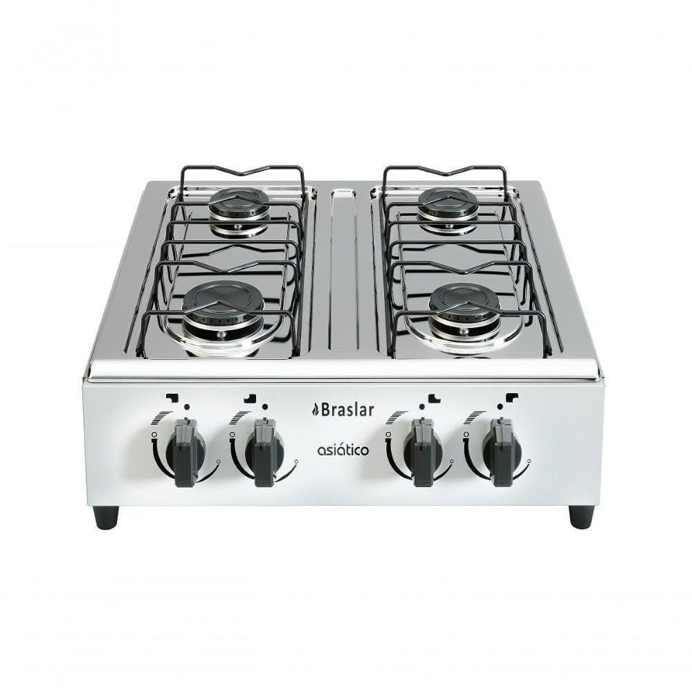 Fogão de Mesa Cooktop Portátil Gás 4 Bocas Camping Braslar