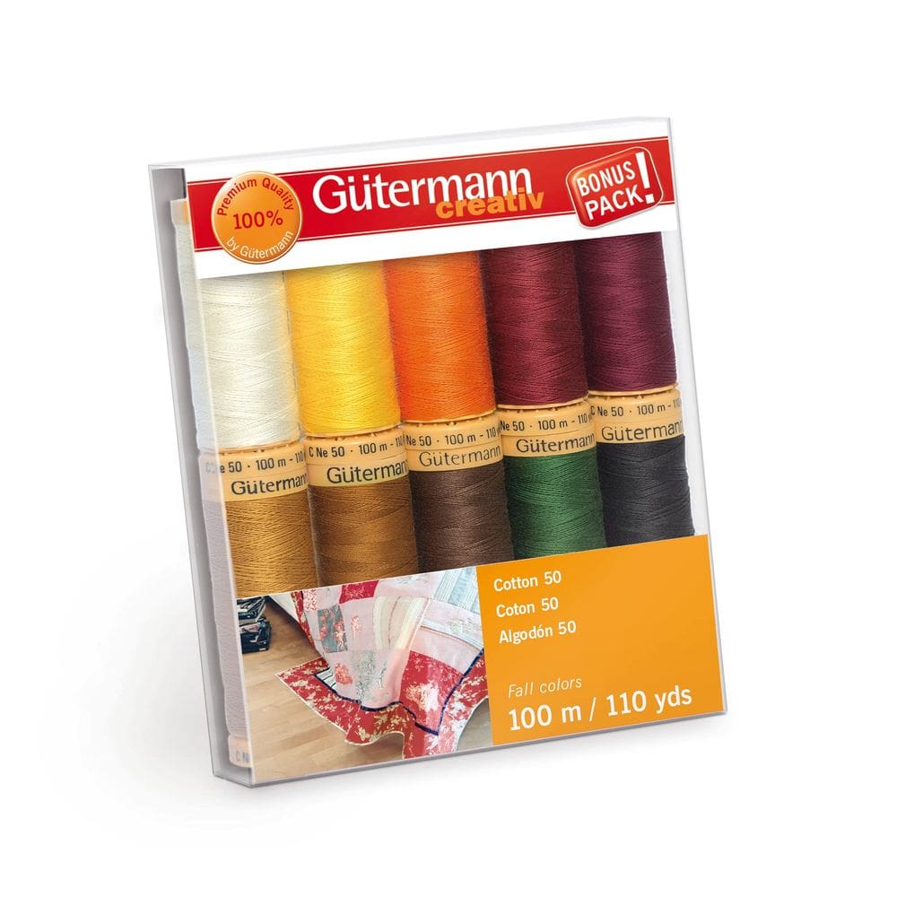 Conjunto de fios Guttermann Cotton Fall 10 bobinas de 100 m diversas