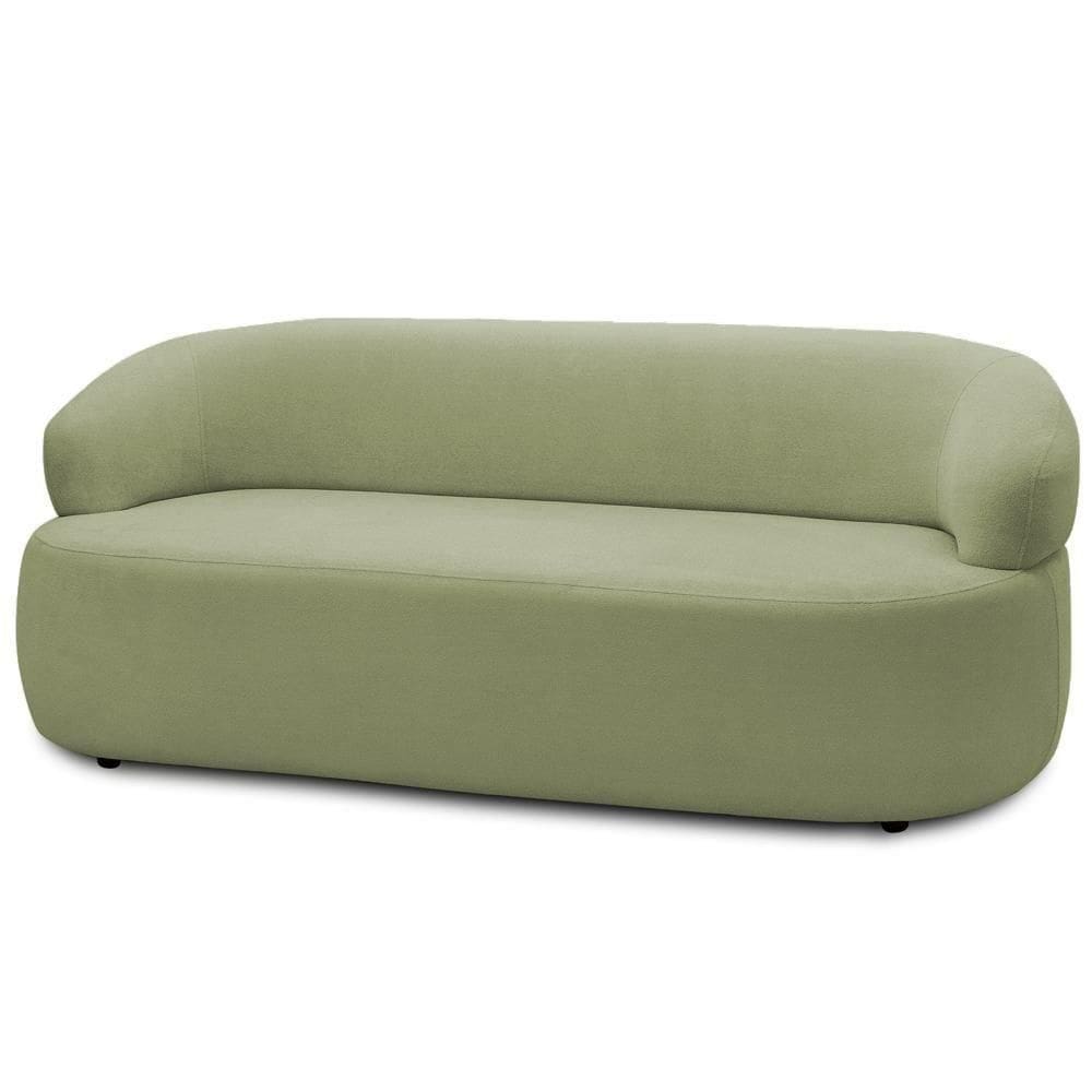 Sofá 3 Lugares Orgânico Sala De Estar Living 170cm Carmen F04 Bouclê Verde Oliva - Lyam Decor