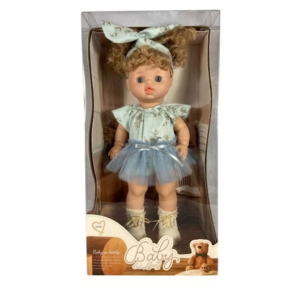 Boneca Baby So Lovely – Cabelos Cacheados, Vestido Azul com Tule, 35cm Toys Import