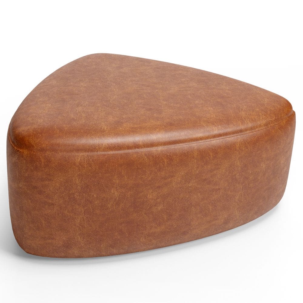 Puff Decorativo Orgânico Para Sala de Estar Living Trizza W01 Couríssimo Camel - Lyam Decor