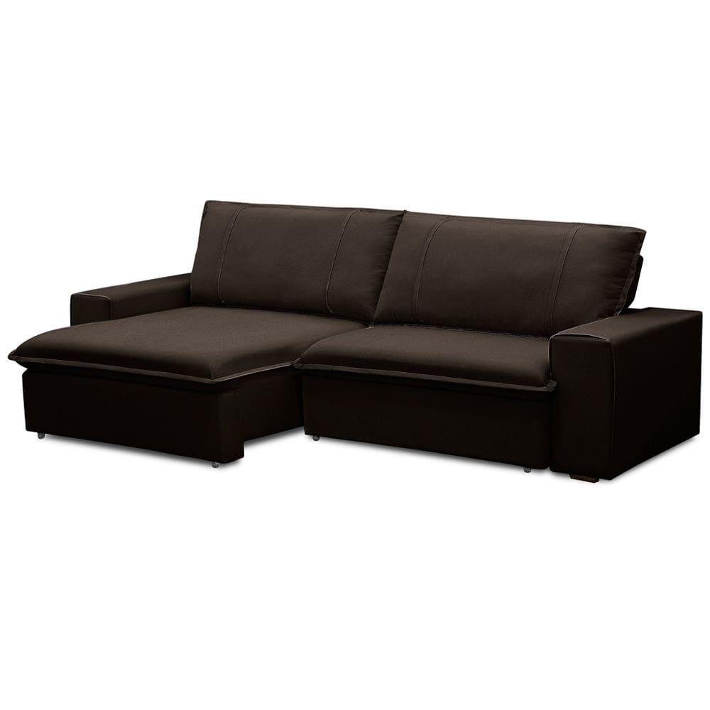 Sofá Retrátil Reclinável Para Sala 3 Lugares 210cm Varsov F04 Veludo Marrom Escuro - Lyam Decor