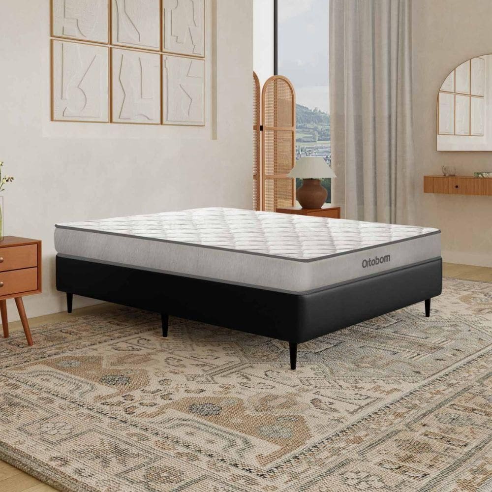 Cama Box Casal (138X62) D20 Robust Dupla Face Bage/Preto Ortobom