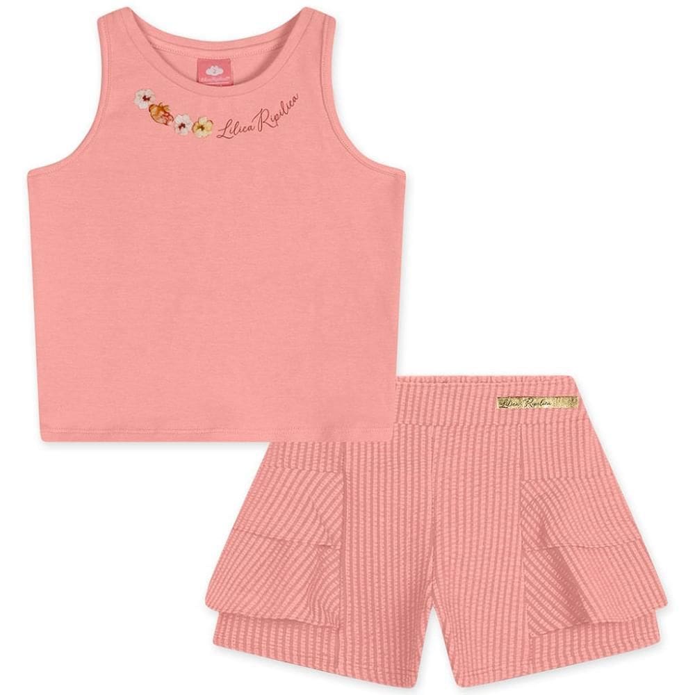 Conjunto Curto Lilica Ripilica Regata e Short Rosa