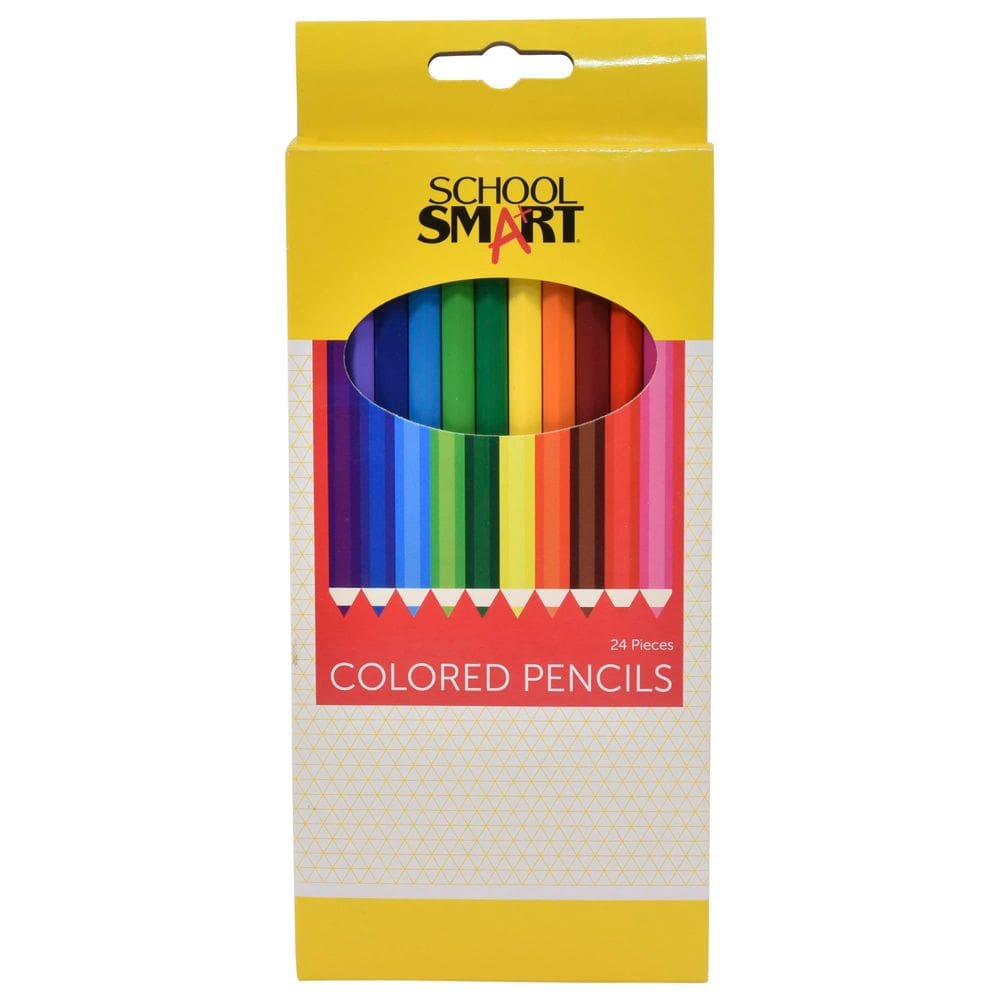 Lápis de cor School Smart para colorir e desenhar, pacote com 24