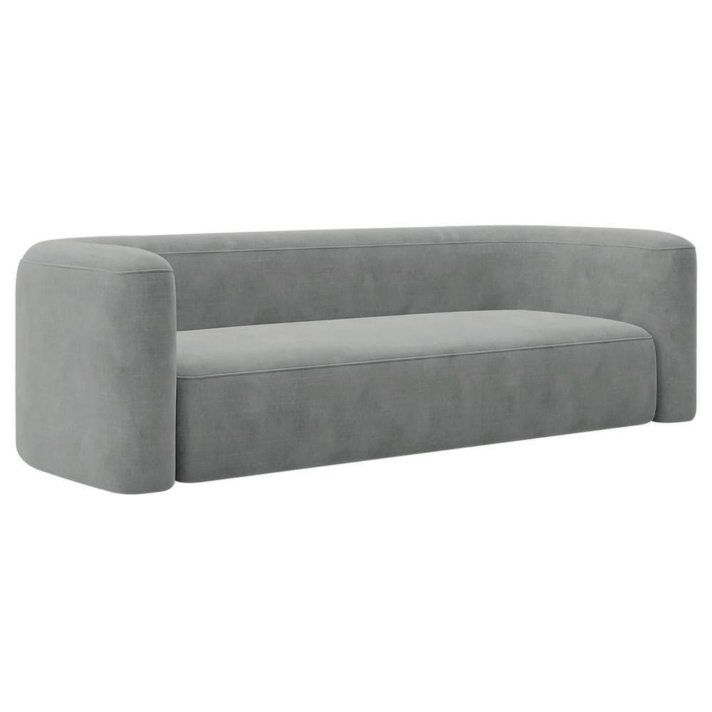 Sofá 3 Lugares 180cm Orgânico Luxo Recepção Melina Bouclé - Doce Sonho Moveis Cinza Escuro