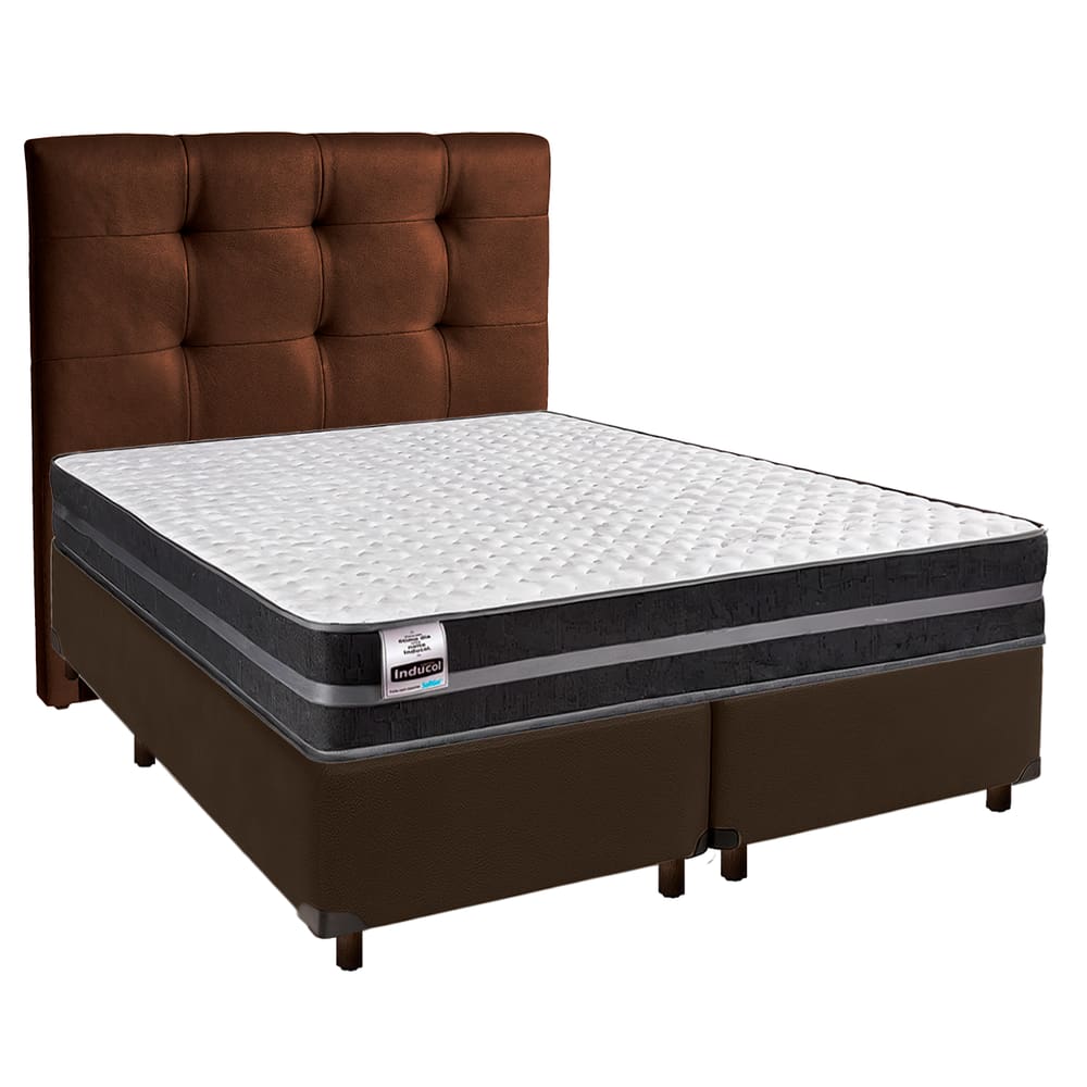 Kit Cama Box + Cabeceira + Colchão Queen Molas Ultralastic - Bogota - Inducol
