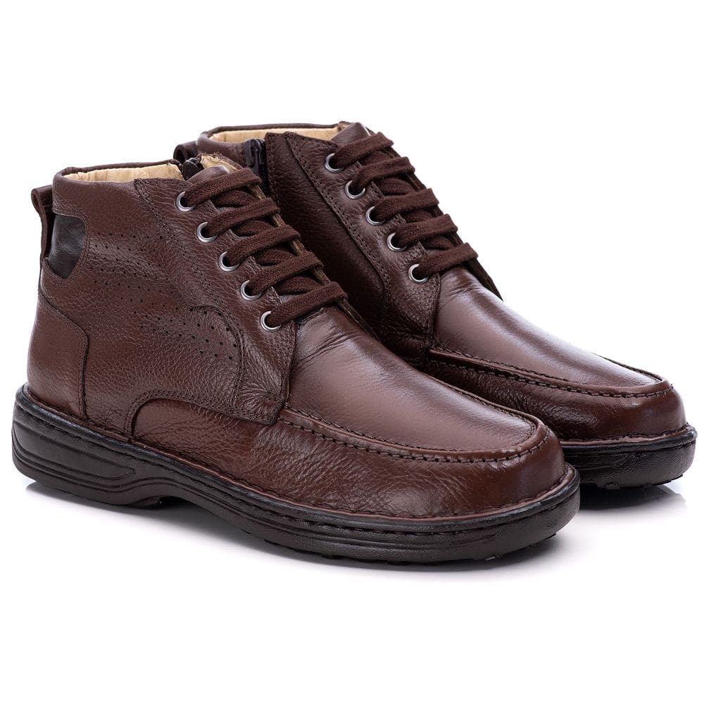Coturno Casual Conforto Couro Marrom - RT8003FLOCFE