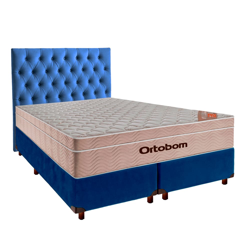 Kit Cabeceira + Cama Box  + Colchão Queen Molas Ensacadas Airtech Ortobom