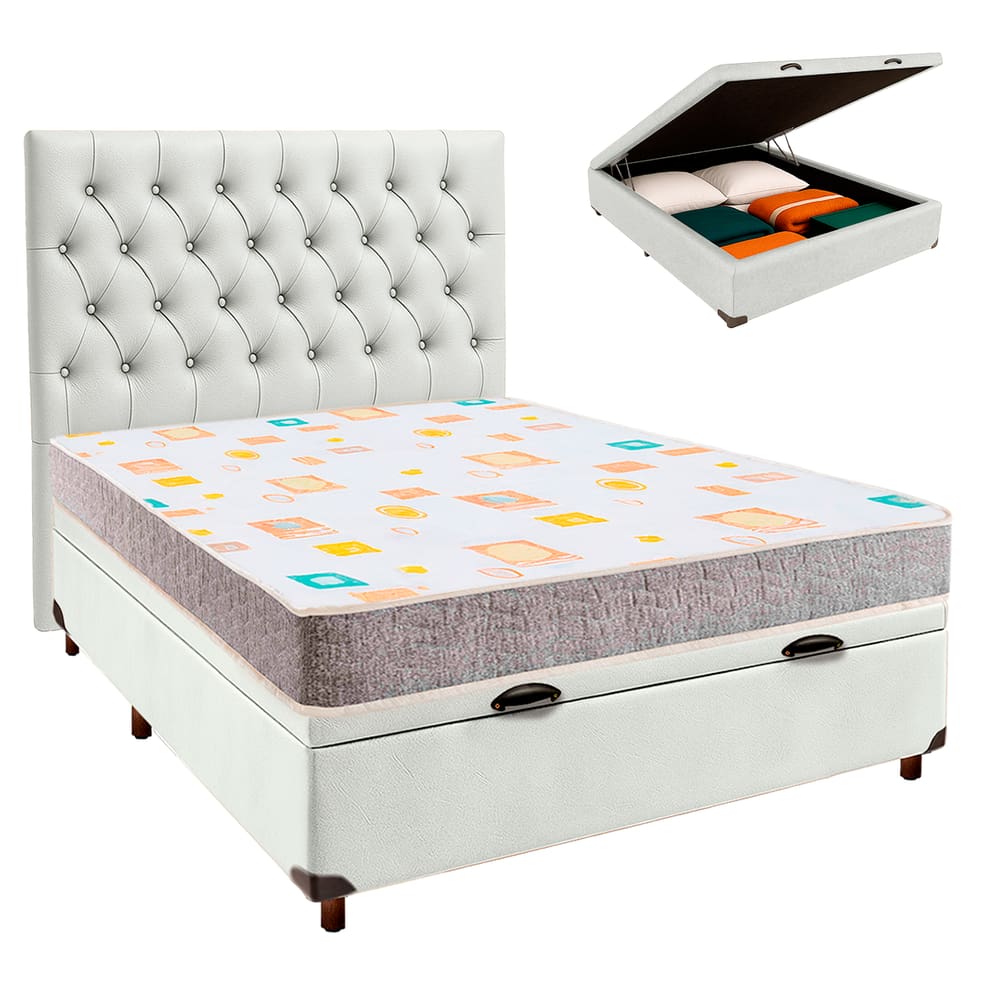 Kit Cabeceira + Cama Box Bau + Colchão Casal D20 D20 Inducol