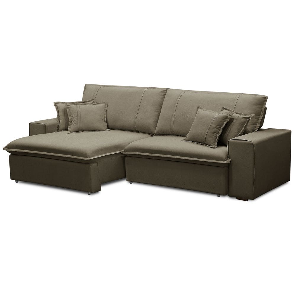 Sofá Retrátil Reclinável Para Sala 3 Lugares 210cm Varsov F04 Veludo Amêndoa - Lyam Decor
